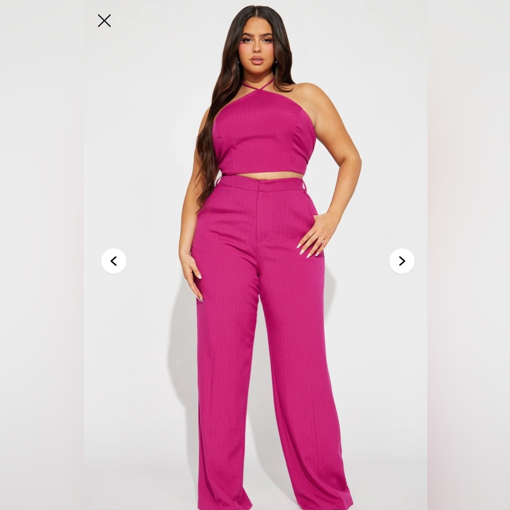 Fashion Nova Magenta Wide Leg Jumpsuit